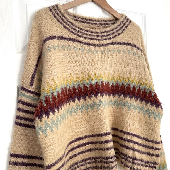 NWOT Free People Festive Fair Isle Sweater Size L - Picture 4 of 5